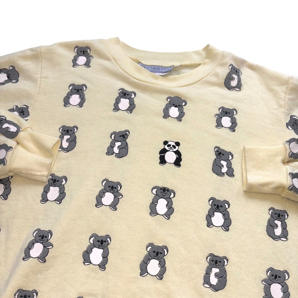Vtg 80s Scarab Motherhood Yellow Koala Panda Novelty Pastel Crewneck Sweatshirt